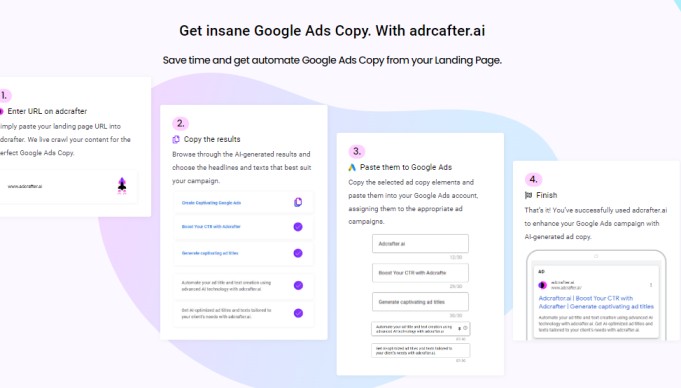 get insane google ad copy with adcrafter