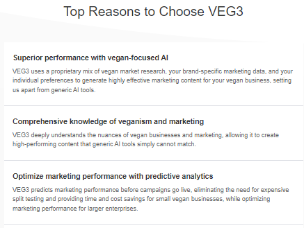 reasons to choose veg3