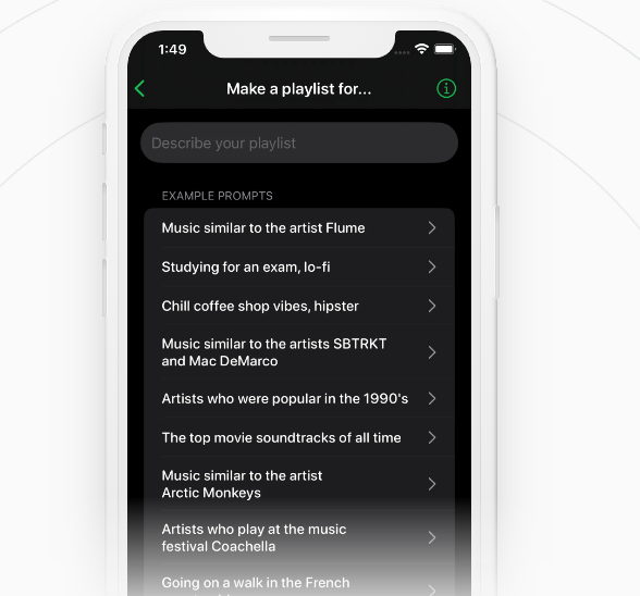 Playlist on mobile view
