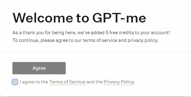 Welcome page GptMe